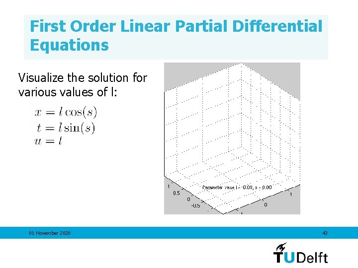 First Order Linear Partial Differential Equations Visualize the solution for various values of l: