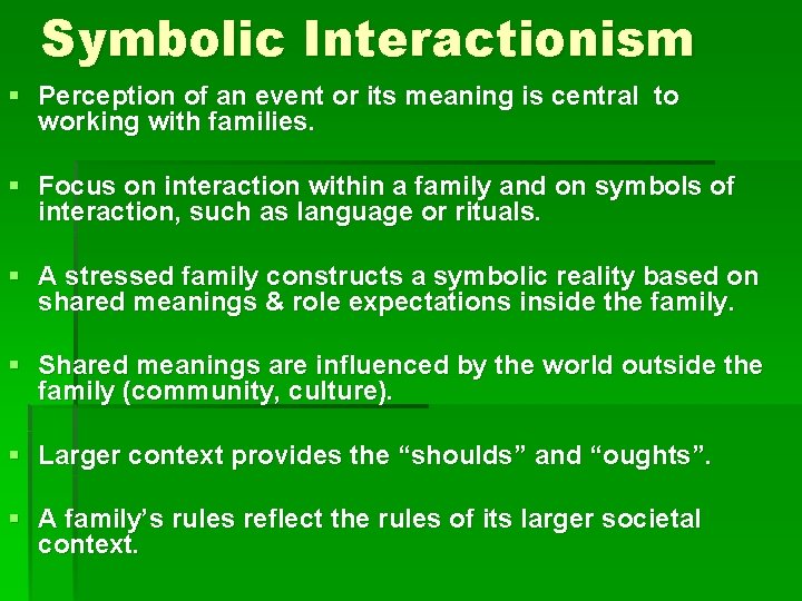 Symbolic Interactionism § Perception of an event or its meaning is central to working