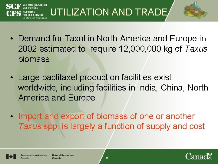 UTILIZATION AND TRADE • Demand for Taxol in North America and Europe in 2002