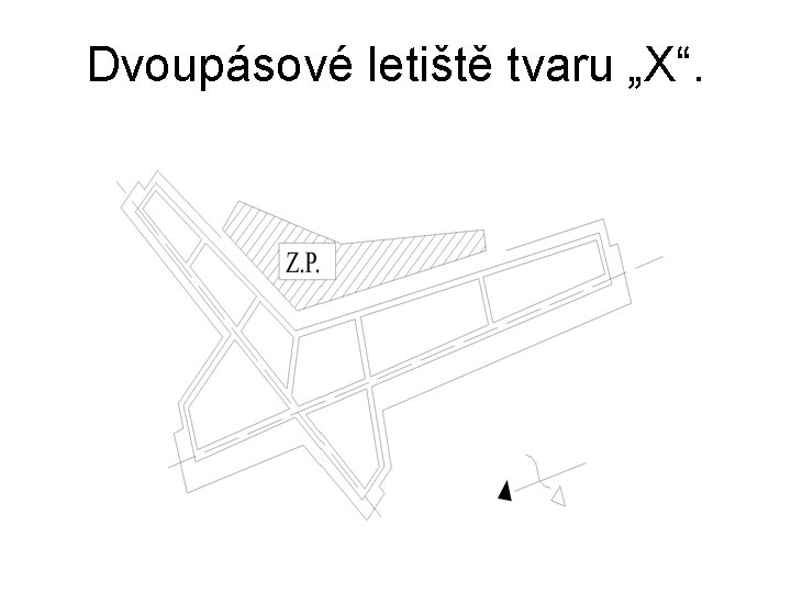 Dvoupásové letiště tvaru „X“. 