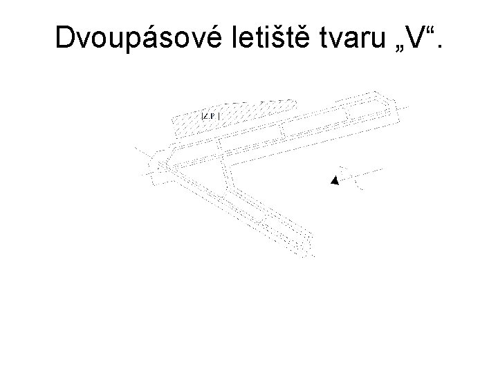 Dvoupásové letiště tvaru „V“. 