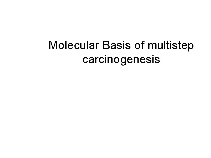 Molecular Basis of multistep carcinogenesis 
