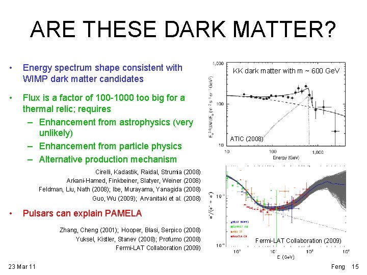 ARE THESE DARK MATTER? • Energy spectrum shape consistent with WIMP dark matter candidates