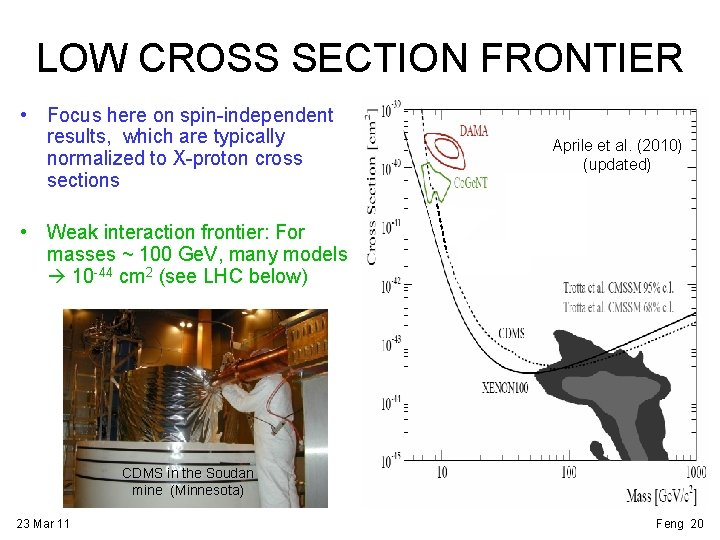 LOW CROSS SECTION FRONTIER • Focus here on spin-independent results, which are typically normalized