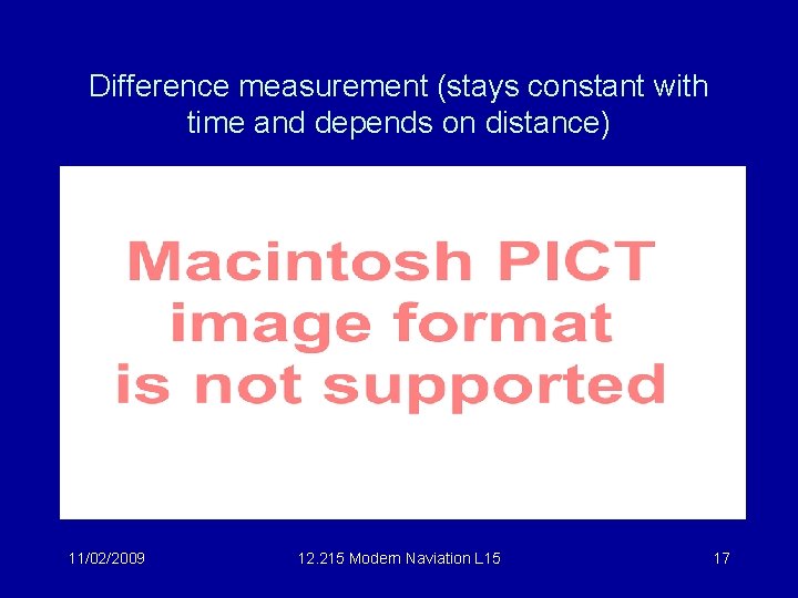 Difference measurement (stays constant with time and depends on distance) 11/02/2009 12. 215 Modern