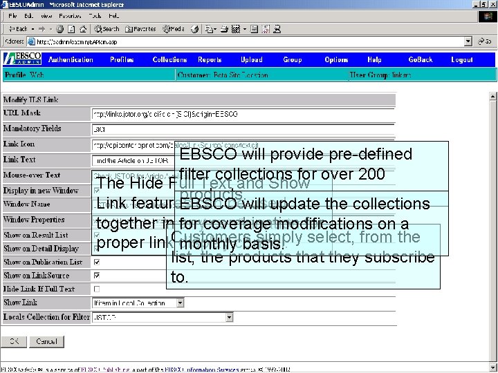EBSCO will provide pre-defined filter collections for over 200 The Hide Full Text and