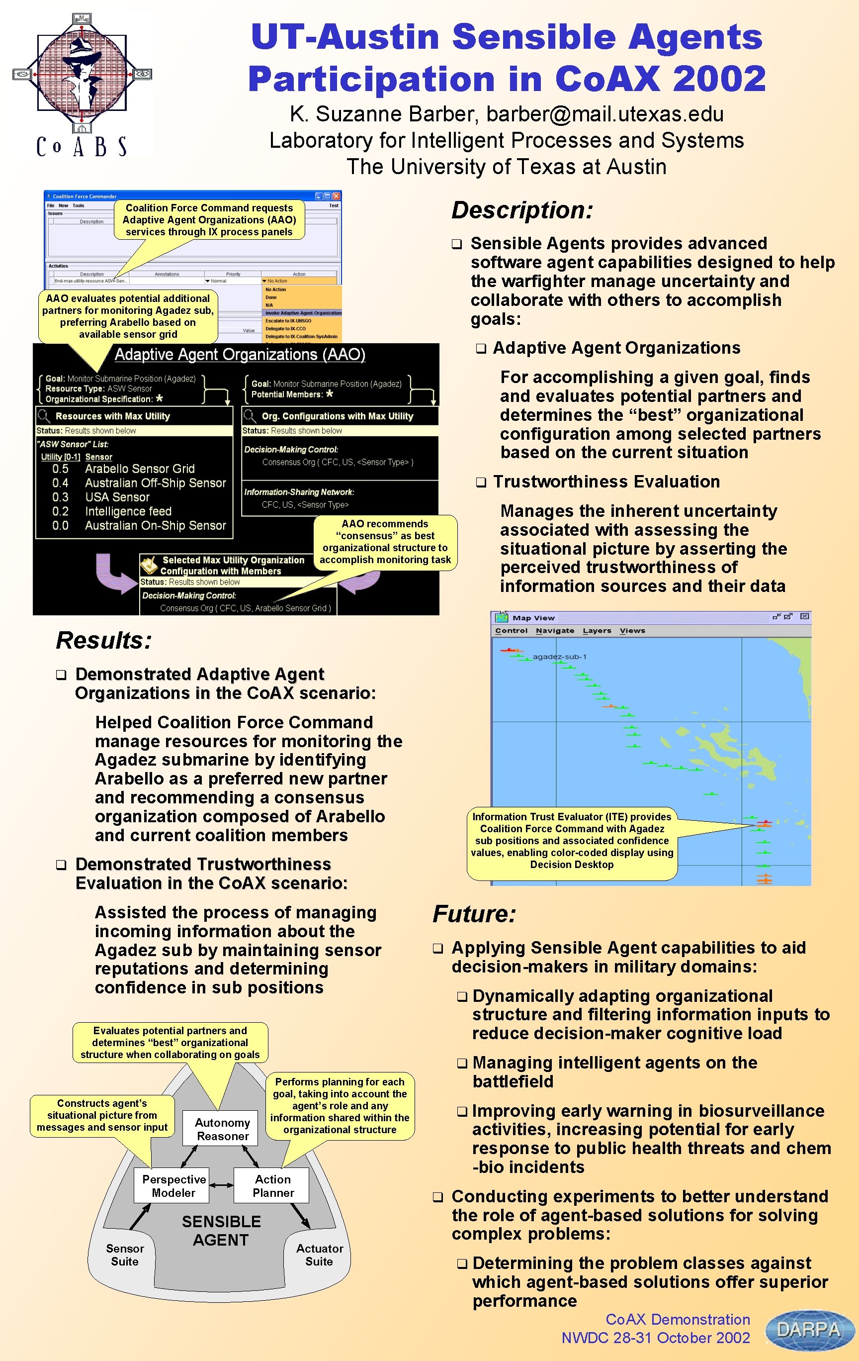 UT-Austin Sensible Agents Participation in Co. AX 2002 K. Suzanne Barber, barber@mail. utexas. edu