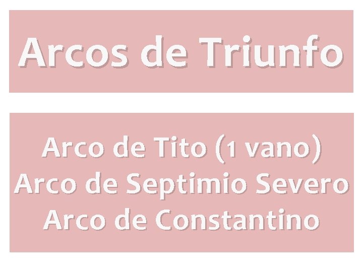 Arcos de Triunfo Arco de Tito (1 vano) Arco de Septimio Severo Arco de Arcos de Triunfo Arco de Tito (1 vano) Arco de Septimio Severo Arco de