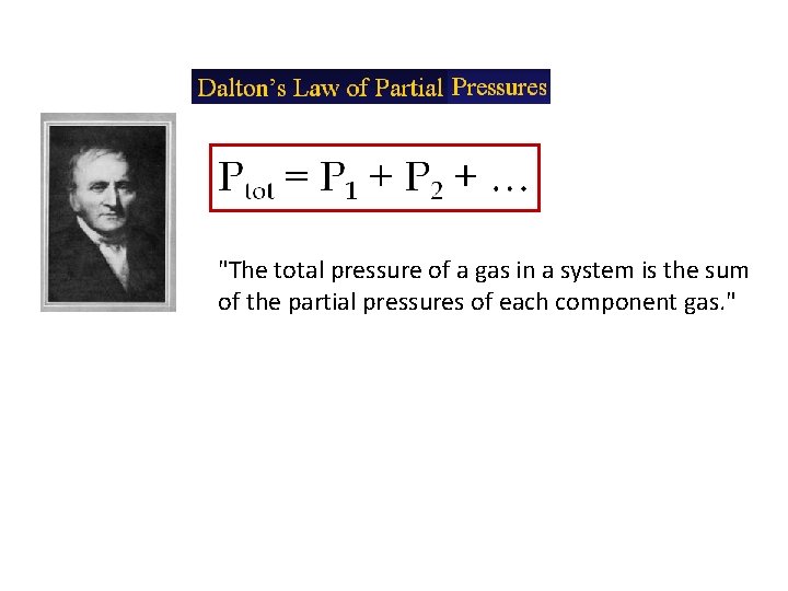 "The total pressure of a gas in a system is the sum of the