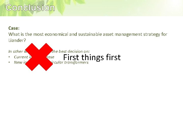 Conclusion Case: What is the most economical and sustainable asset management strategy for Liander?