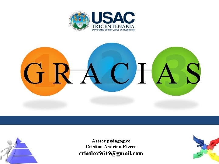 1 2 3 GRACIAS Asesor pedagógico Cristian Andrino Rivera crisalex 9619@gmail. com 