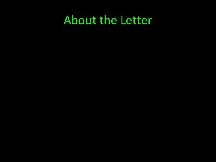 About the Letter 