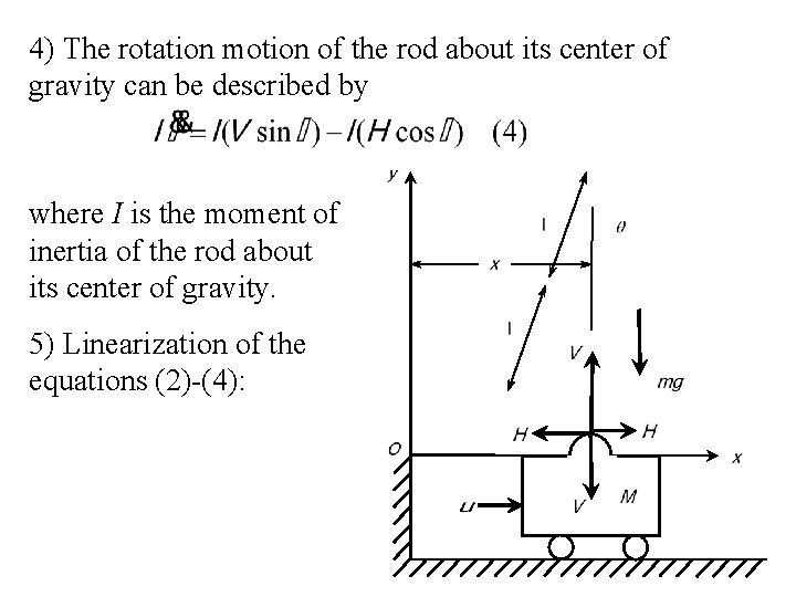 4) The rotation motion of the rod about its center of gravity can be