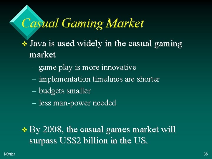 Casual Gaming Market v Java is used widely in the casual gaming market –