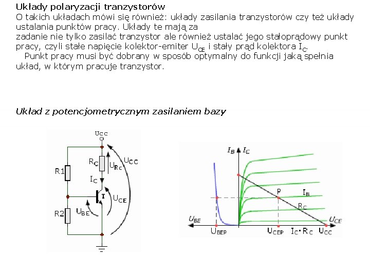 Układy polaryzacji tranzystorów O takich układach mówi się również: układy zasilania tranzystorów czy też