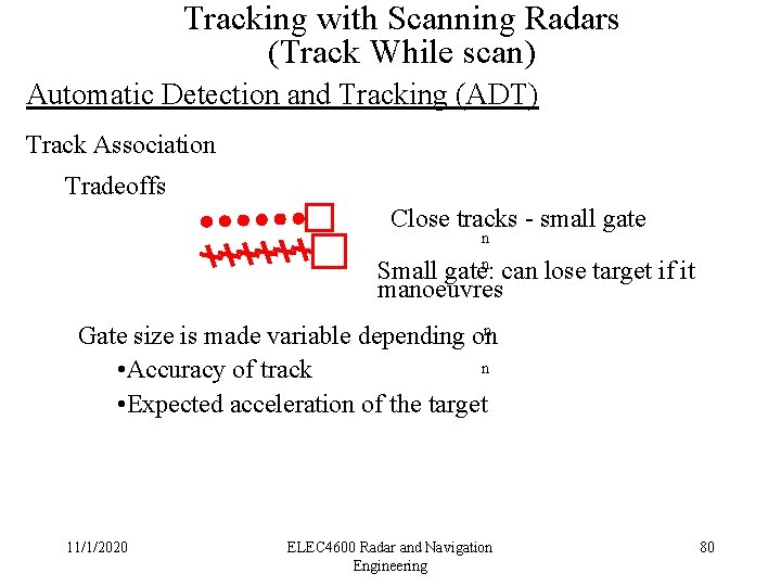 Tracking with Scanning Radars (Track While scan) Automatic Detection and Tracking (ADT) Track Association