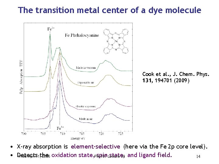 The transition metal center of a dye molecule Cook et al. , J. Chem.