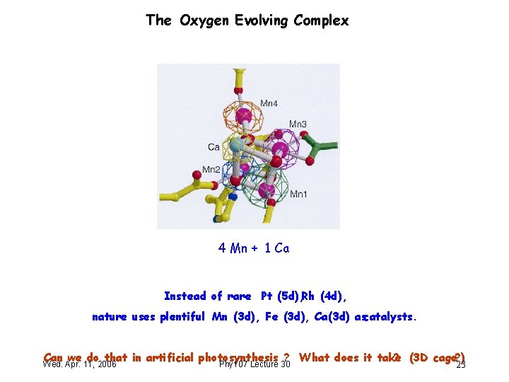 The Oxygen Evolving Complex 4 Mn + 1 Ca Instead of rare Pt (5
