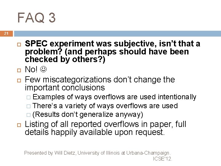 FAQ 3 21 SPEC experiment was subjective, isn’t that a problem? (and perhaps should