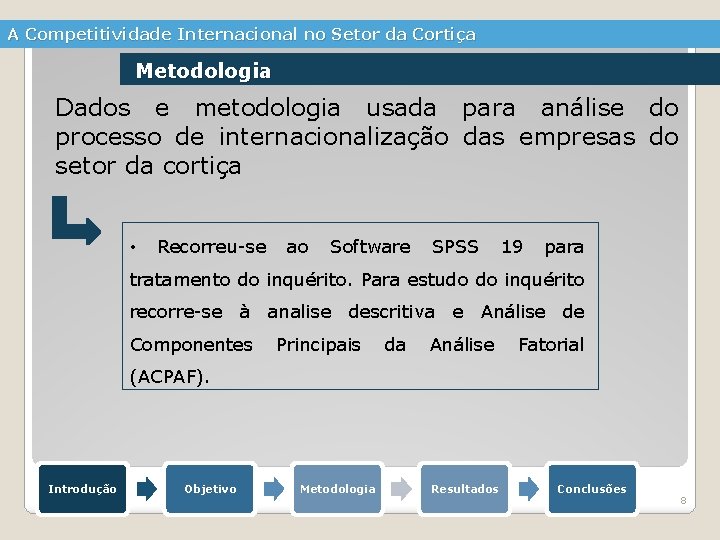 A Competitividade Internacional no Setor da Cortiça Metodologia Dados e metodologia usada para análise