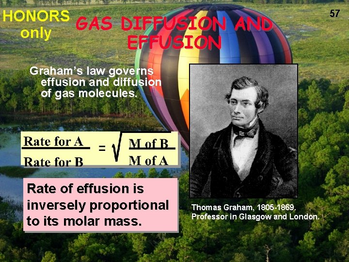 HONORS GAS DIFFUSION AND only EFFUSION Graham’s law governs effusion and diffusion of gas