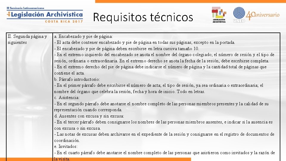 Requisitos técnicos II. Segunda página y siguientes a. Encabezado y pie de página: -