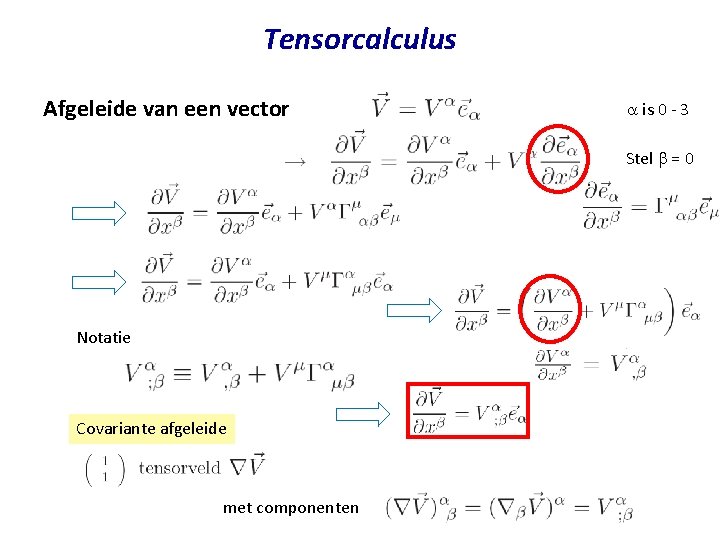 Tensorcalculus Afgeleide van een vector a is 0 - 3 Stel b = 0 Tensorcalculus Afgeleide van een vector a is 0 - 3 Stel b = 0