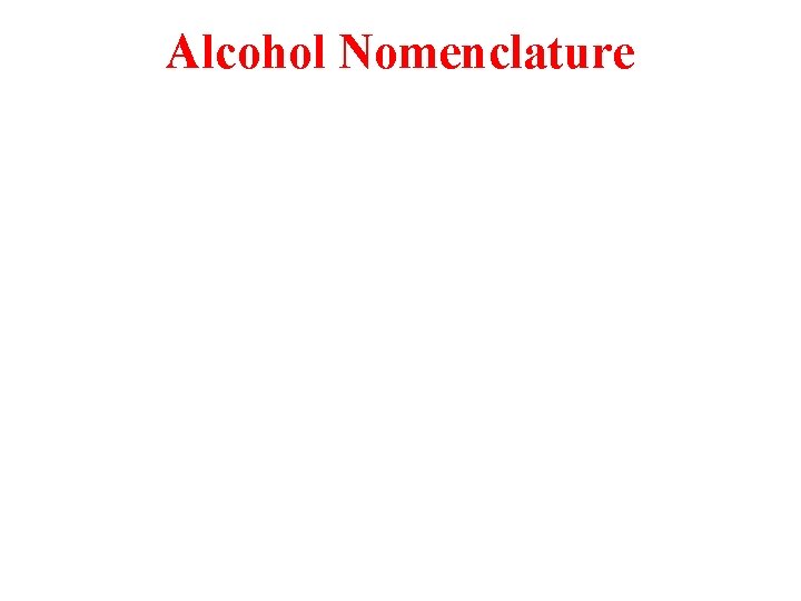 Alcohol Nomenclature 