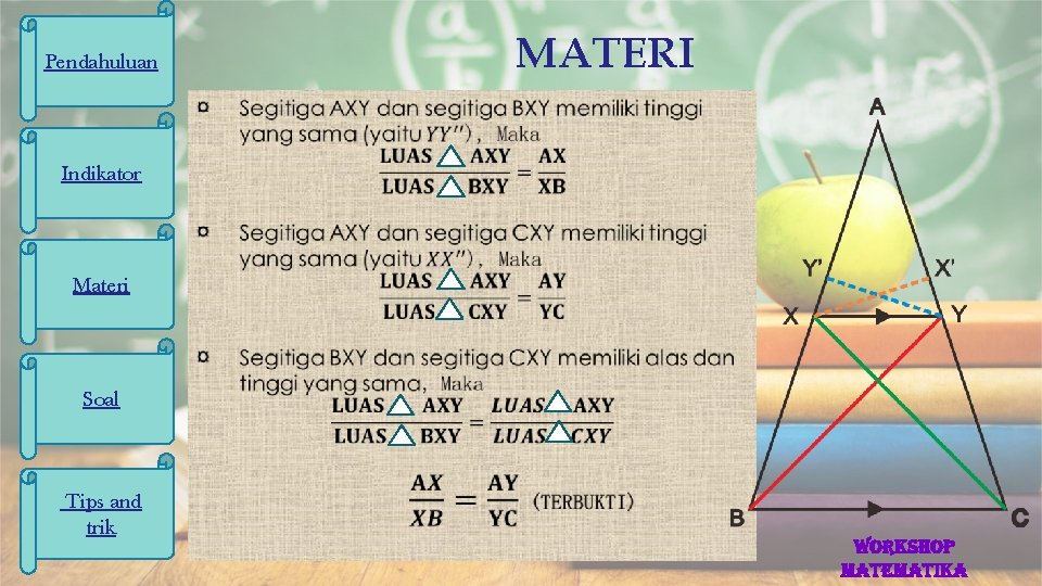 MATERI Pendahuluan Indikator Materi Soal Tips and trik Workshop matematika 