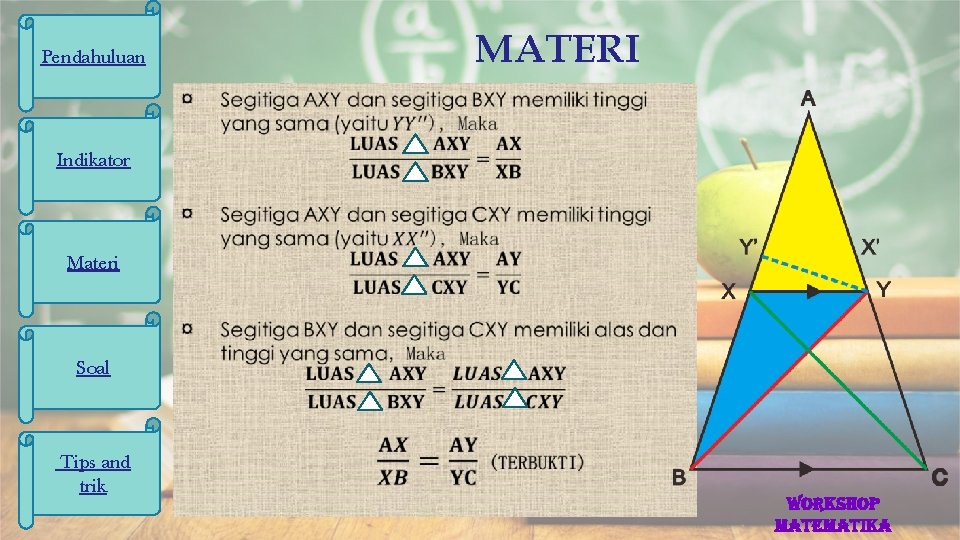 MATERI Pendahuluan Indikator Materi Soal Tips and trik Workshop matematika 