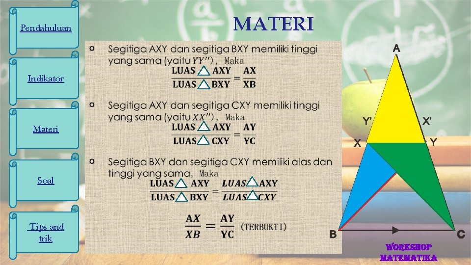 MATERI Pendahuluan Indikator Materi Soal Tips and trik Workshop matematika 