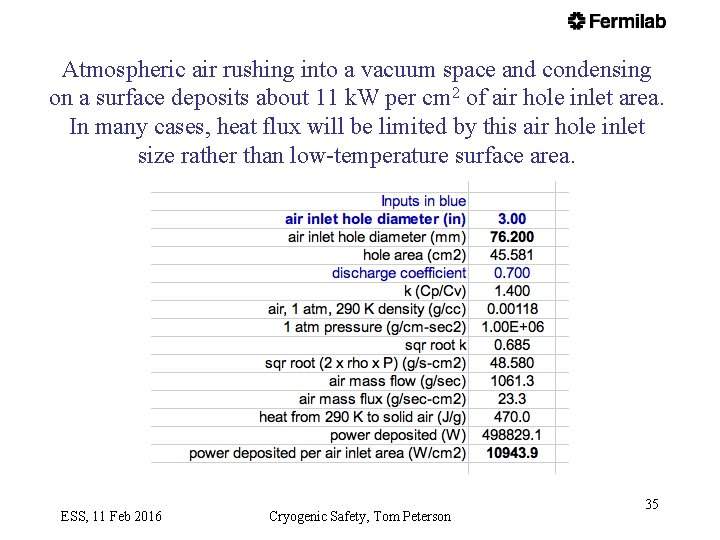 Atmospheric air rushing into a vacuum space and condensing on a surface deposits about