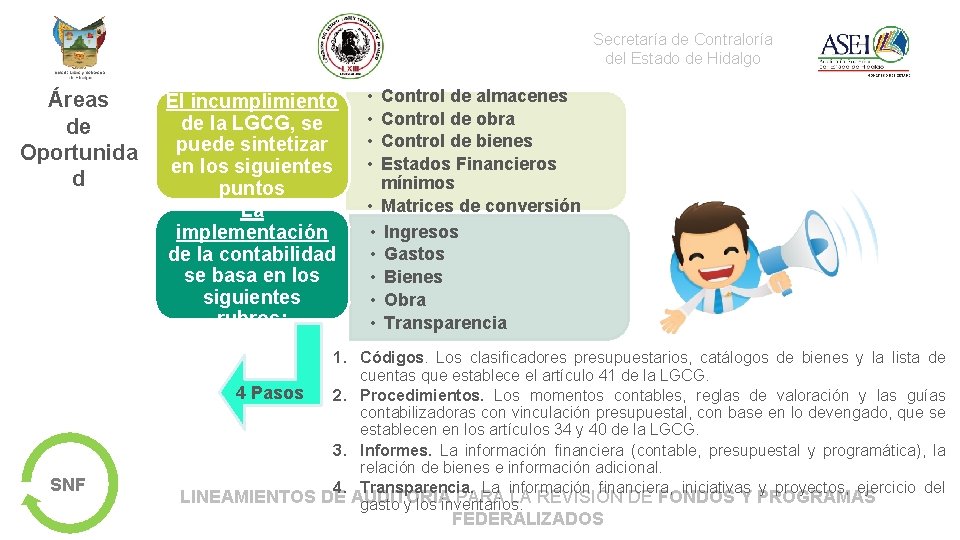 Secretaría de Contraloría del Estado de Hidalgo Áreas de Oportunida d SNF El incumplimiento