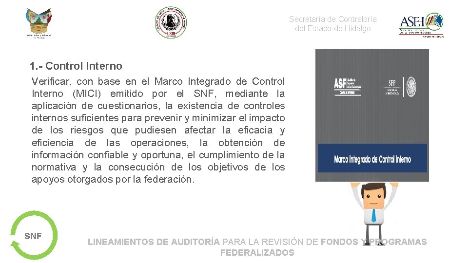 Secretaría de Contraloría del Estado de Hidalgo 1. - Control Interno Verificar, con base