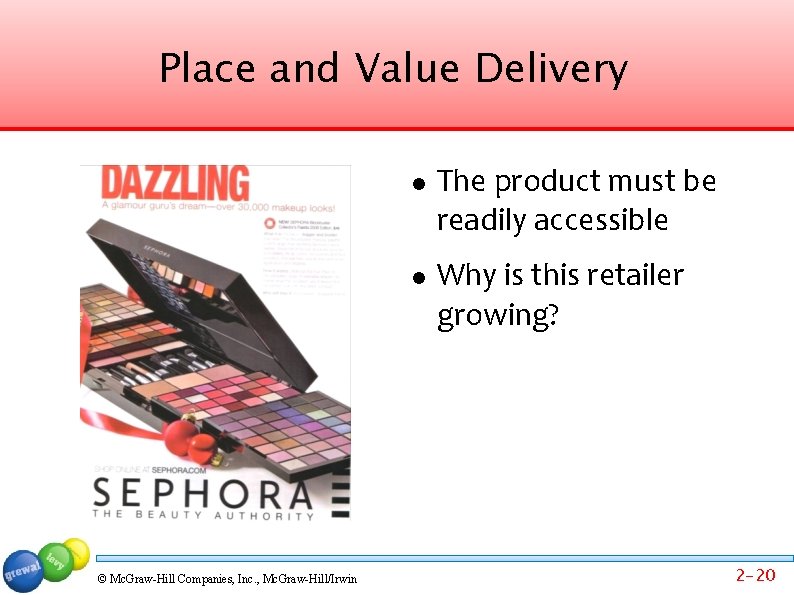 Place and Value Delivery © Mc. Graw-Hill Companies, Inc. , Mc. Graw-Hill/Irwin The product