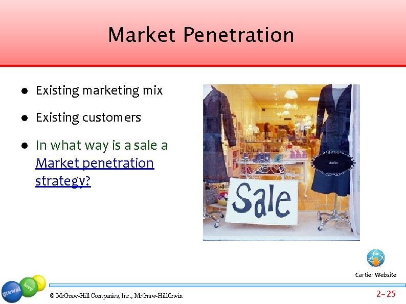 Market Penetration Existing marketing mix Existing customers In what way is a sale a