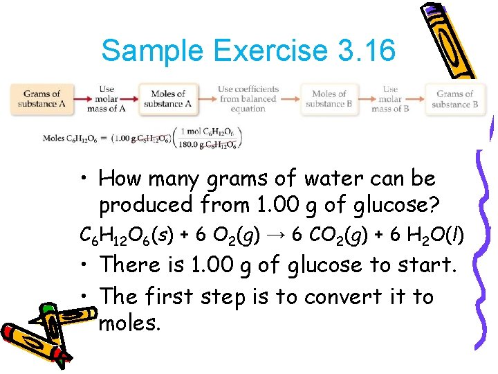 Sample Exercise 3. 16 • How many grams of water can be produced from