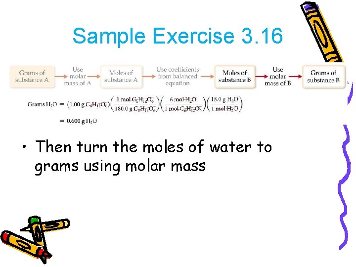Sample Exercise 3. 16 • Then turn the moles of water to grams using