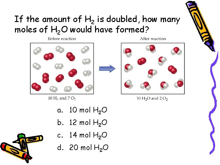 If the amount of H 2 is doubled, how many moles of H 2