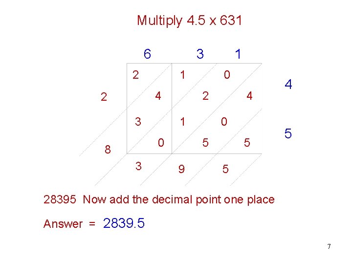 Multiply 4. 5 x 631 6 3 2 1 4 2 3 3 0