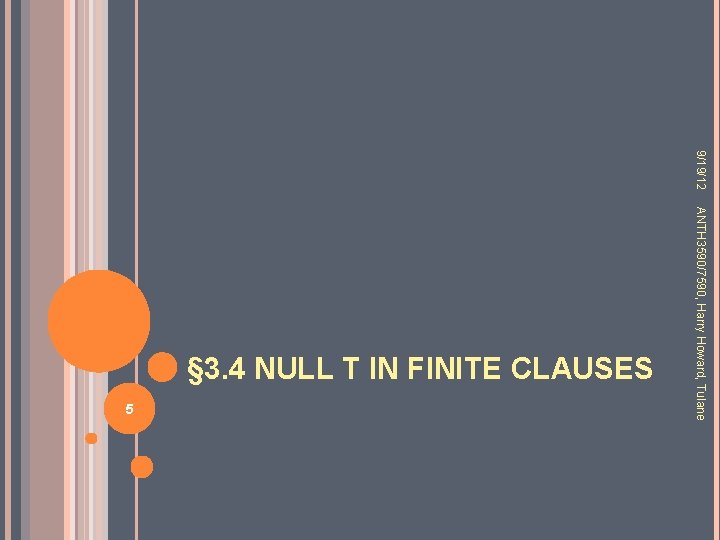 9/19/12 5 ANTH 3590/7590, Harry Howard, Tulane § 3. 4 NULL T IN FINITE