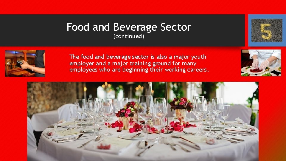 Food and Beverage Sector (continued) The food and beverage sector is also a major