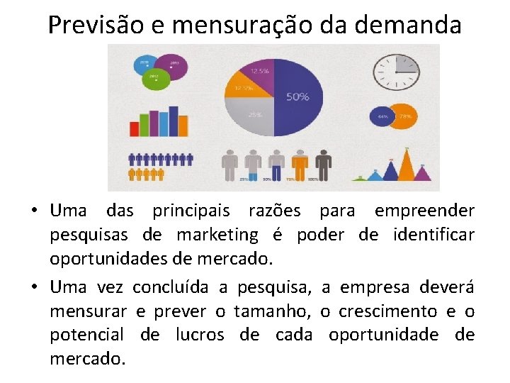 Previsão e mensuração da demanda • Uma das principais razões para empreender pesquisas de