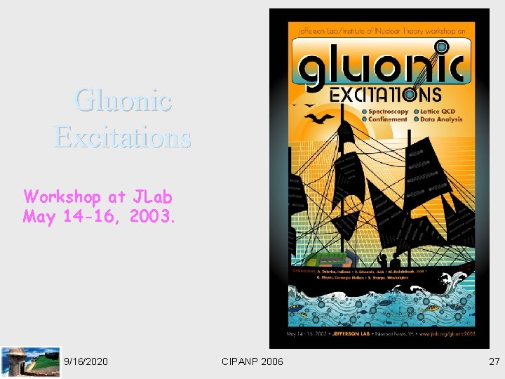 Gluonic Excitations Workshop at JLab May 14 -16, 2003. 9/16/2020 CIPANP 2006 27 