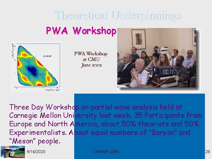 Theoretical Underpinnings PWA Workshop Three Day Workshop on partial wave analysis held at Carnegie