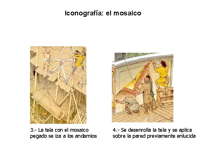 Iconografía: el mosaico 3. - La tela con el mosaico pegado se iza a