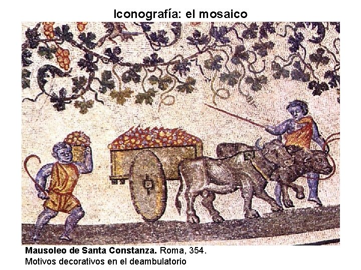 Iconografía: el mosaico Mausoleo de Santa Constanza. Roma, 354. Motivos decorativos en el deambulatorio