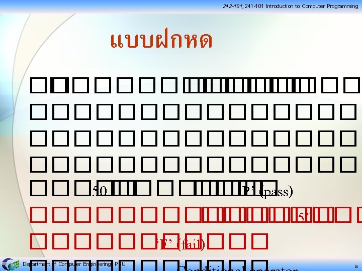 242 -101, 241 -101 Introduction to Computer Programming แบบฝกหด �� ������������������ ����� 50 �������