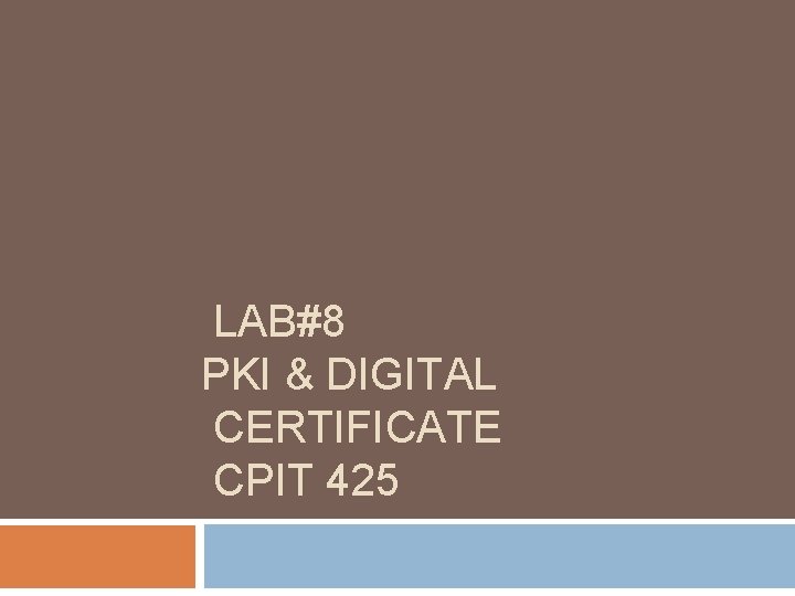 LAB#8 PKI & DIGITAL CERTIFICATE CPIT 425 
