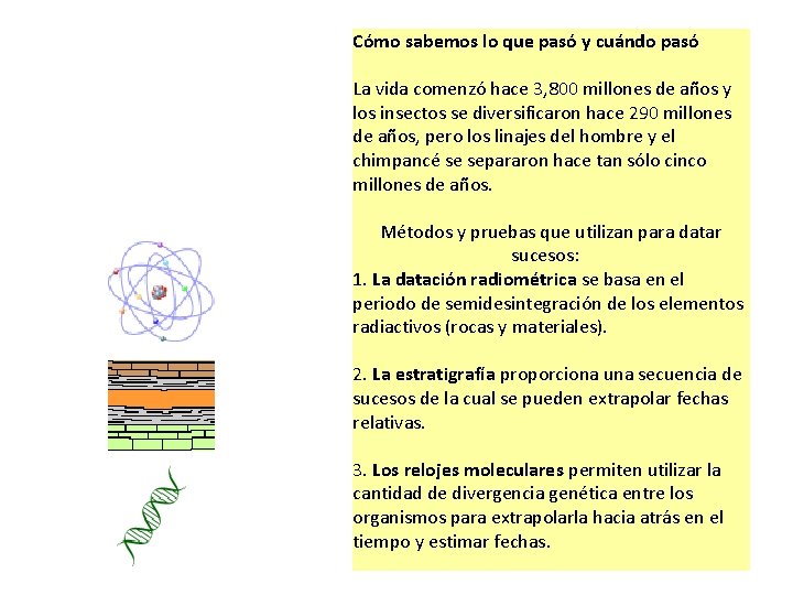 Cómo sabemos lo que pasó y cuándo pasó La vida comenzó hace 3, 800